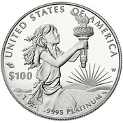 100 Dollars "American Platinum Eagle" Bullion Coinage, United States, 2014 reverse image