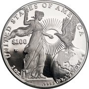 100 Dollars "American Platinum Eagle" Bullion Coinage, United States, 2015 reverse image