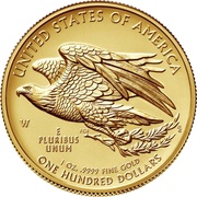 100 Dollars "American Liberty High Relief Gold", United States, 2015 reverse image