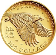 100 Dollars "American Liberty 225th Anniversary High Relief Gold", United States, 2017 reverse image