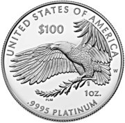 100 Dollars "American Platinum Eagle" Bullion Coinage, United States, 2018 reverse image