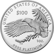 100 Dollars "American Platinum Eagle" Bullion Coinage, United States, 2019 reverse image