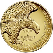100 Dollars American Liberty High Relief, United States, 2019 reverse image