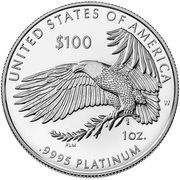 100 Dollars "American Platinum Eagle" Bullion Coinage, United States, 2022 reverse image