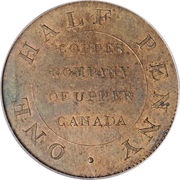 ½ Penny - Copper Company of Upper Canada reverse image