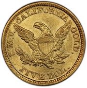 5 Dollars - Moffat & Co., United States, 1849-1850 reverse image