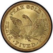 5 Dollars - Clark, Gruber and Co., United States, 1860 reverse image