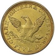 5 Dollars - Clark, Gruber & Co., United States, 1861 reverse image