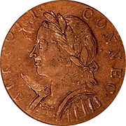 Copper "Mailed Bust Facing Left, Horned Bust" obverse image