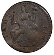 ½ Penny - Copper "Large Head Facing Right", United States, 1786 reverse image