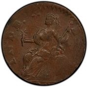 ½ Penny - Copper "Mailed Bust Facing Left" reverse image