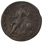 ½ Penny - Copper "MB Right, INDE ET" reverse image
