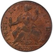 ½ Penny - Copper "Mailed Bust Left", United States, 1787 reverse image