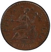 ½ Penny - Copper "Laughing Head", United States, 1787 reverse image