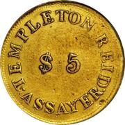5 Dollars - Templeton Reid, United States, 1830 reverse image