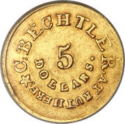 5 Dollars - C. Bechtler, United States, 1837-1842 reverse image