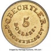 5 Dollars - C. Bechtler 140 G, United States, 1834 reverse image