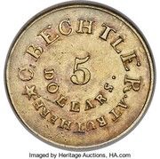 5 Dollars - C. Bechtler 134 G, United States, 1837-1842 reverse image