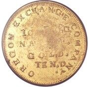 10 Dollars - Oregon Exchange Company, United States, 1849 reverse image