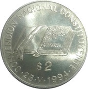 2 Pesos National Constitution Convention, Argentina, 1994 reverse image