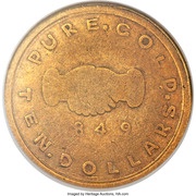 10 Dollars Mormon Gold, United States, 1849 reverse image