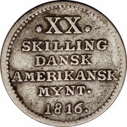 20 Skilling - Frederik VI, United States, 1816 reverse image