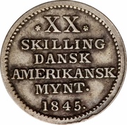 20 Skilling - Christian VIII, United States, 1840-1847 reverse image