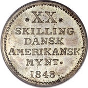 20 Skilling - Frederik VII, United States, 1848 reverse image