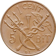 1 Cent / 5 Bit - Christian X reverse image