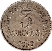 3 Cents - Frederik VII, United States, 1859 reverse image