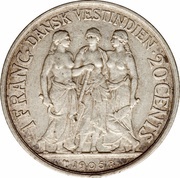 20 Cents / 1 Franc - Christian IX, United States, 1905 reverse image