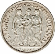 20 Cents / 1 Franc - Frederik VIII, United States, 1907 reverse image