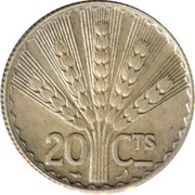 20 Centésimos Constitution, Uruguay, 1930 reverse image