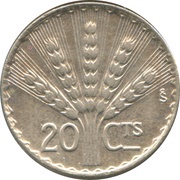 20 Centésimos reverse image