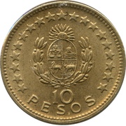10 Pesos, Uruguay, 1965 reverse image