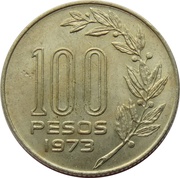 100 Pesos, Uruguay, 1973 reverse image