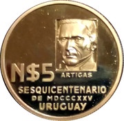 5 Nuevos Pesos José Artigas - Pattern obverse image