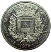 5 Nuevos Pesos Founding of Montevideo - Pattern, Uruguay, 1976 reverse image