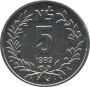 5 Nuevos Pesos reverse image