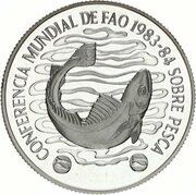 20 Nuevos Pesos World Fisheries Conference - Pattern, Uruguay, 1984 reverse image