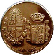 2000 Nuevos Pesos Visit of Spanish King and Queen, Piedfort issue obverse image