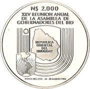 2000 Nuevos Pesos Silver coinage and BID Meeting, Uruguay, 1984 reverse image