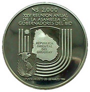 2000 Nuevos Pesos BID Meeting, Uruguay, 1984 reverse image