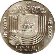 2000 Nuevos Pesos BID Meeting; Trial strike, Uruguay, 1984 reverse image