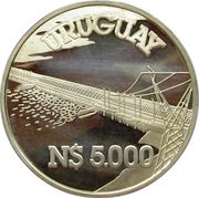 5000 Nuevos Pesos Hydroelectricity; Pattern strike, Uruguay, 1981 reverse image