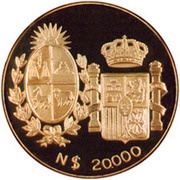 20 000 Nuevos Pesos Visit of Spanish King and Queen obverse image