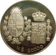 20 000 Nuevos Pesos Visit of Spanish King and Queen; Trial strike obverse image