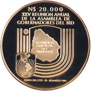 20 000 Nuevos Pesos Gold coinage and BID Meeting reverse image