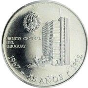25 000 Nuevos Pesos Anniversary of Central Bank, Uruguay, 1992 reverse image