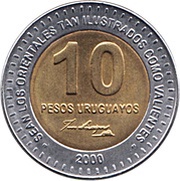 10 Pesos Uruguayos José Artigas reverse image